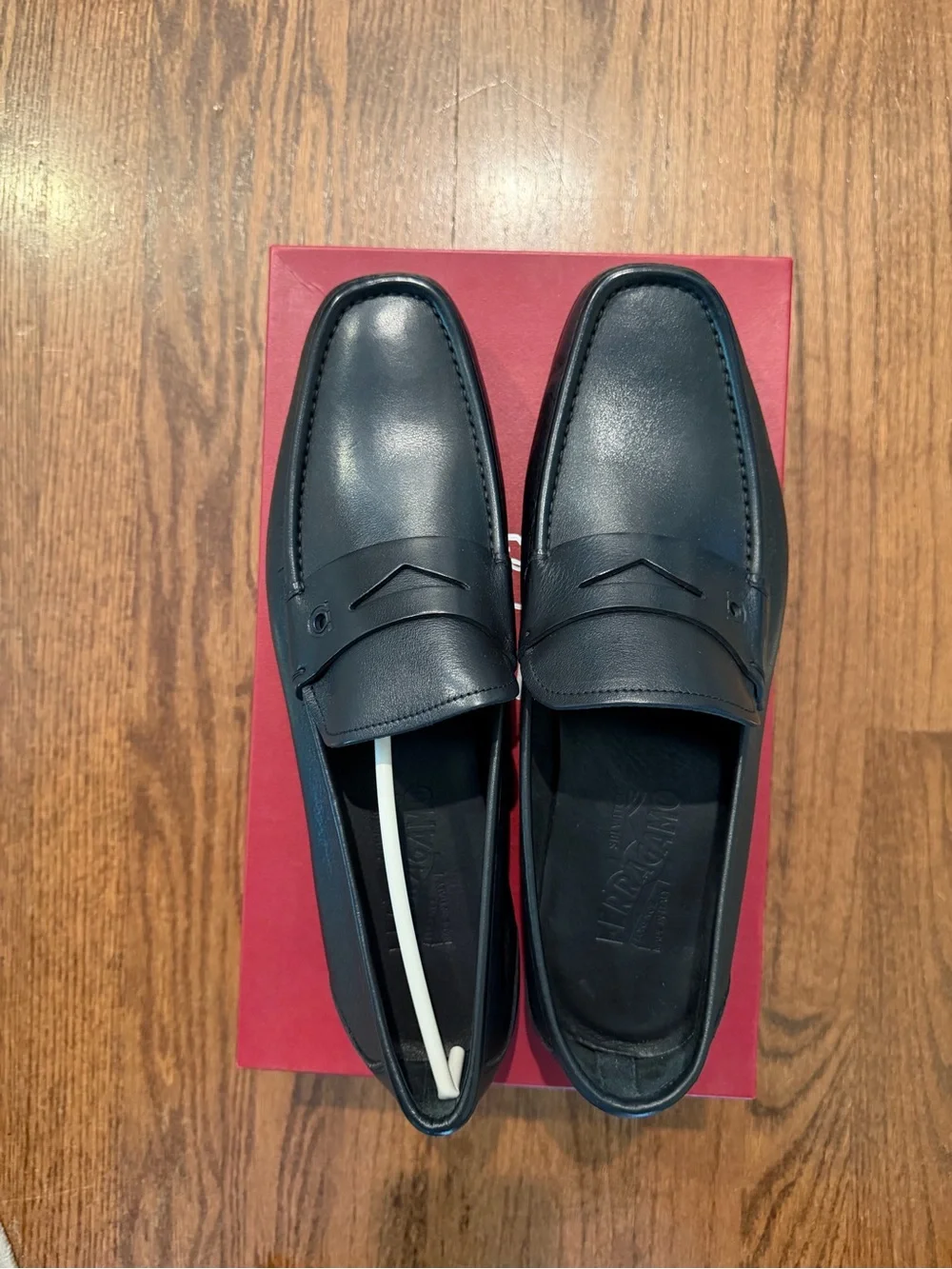 Salvatore Ferragamo Black Leather Slip-On Loafers